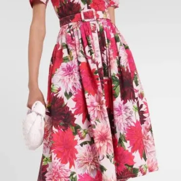 ◇$2,190 NEW OSCAR DE LA RENTA DAHLIA PINK FLORAL DRESS US M - Picture 4 of 15